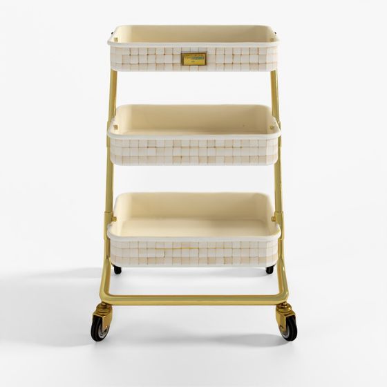 MacKenzie-Childs Mocha Check 3-Tier Kitchen Cart