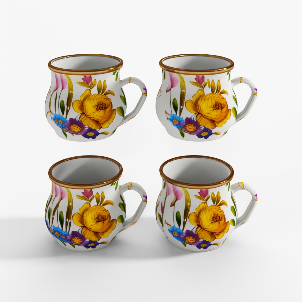 Set di Mug White Flower Market di MacKenzie-Childs