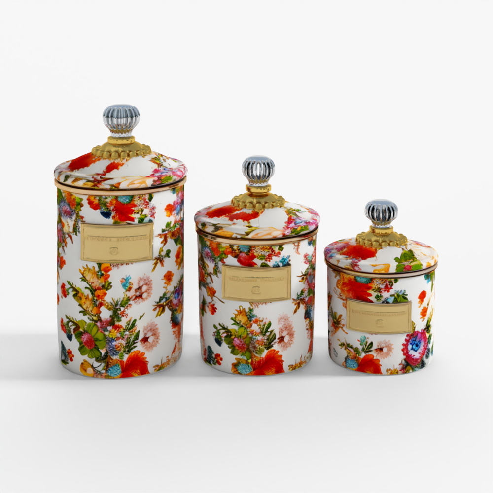 MacKenzie-Childs Tarro Blanco Mercado de Flores