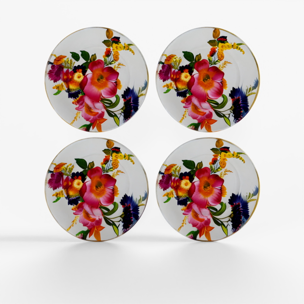 MacKenzie-Childs Vajilla Mercado de Flores Blanco