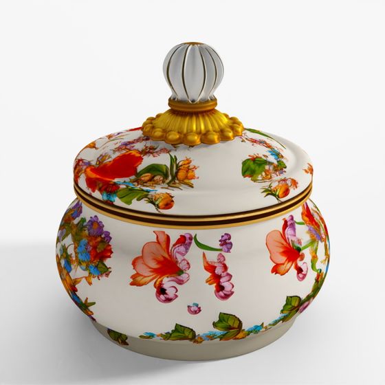 MacKenzie-Childs Fiore Bianco Mercato Schiacciato