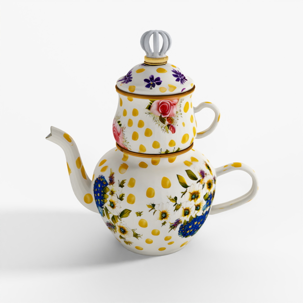 MacKenzie-Childs Wildflowers Yellow High Tea Kettle