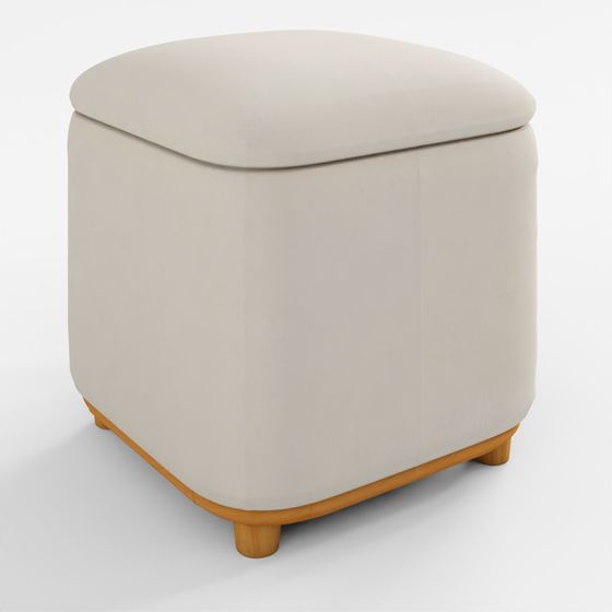 ARTICLE Maribo 19" Aufbewahrungs-Ottomane - Elfenbein Bouclé
