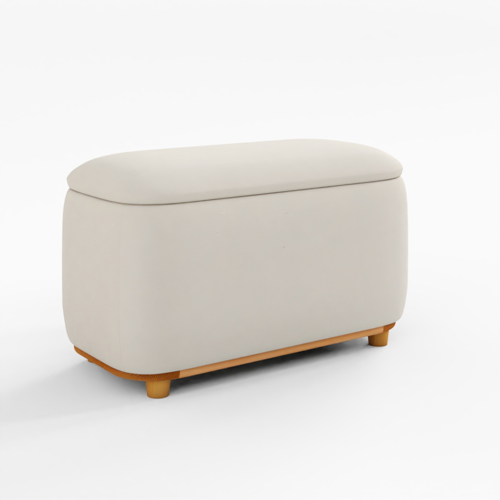 ARTICLE Maribo 32" Aufbewahrungs-Ottomane - Elfenbein Bouclé