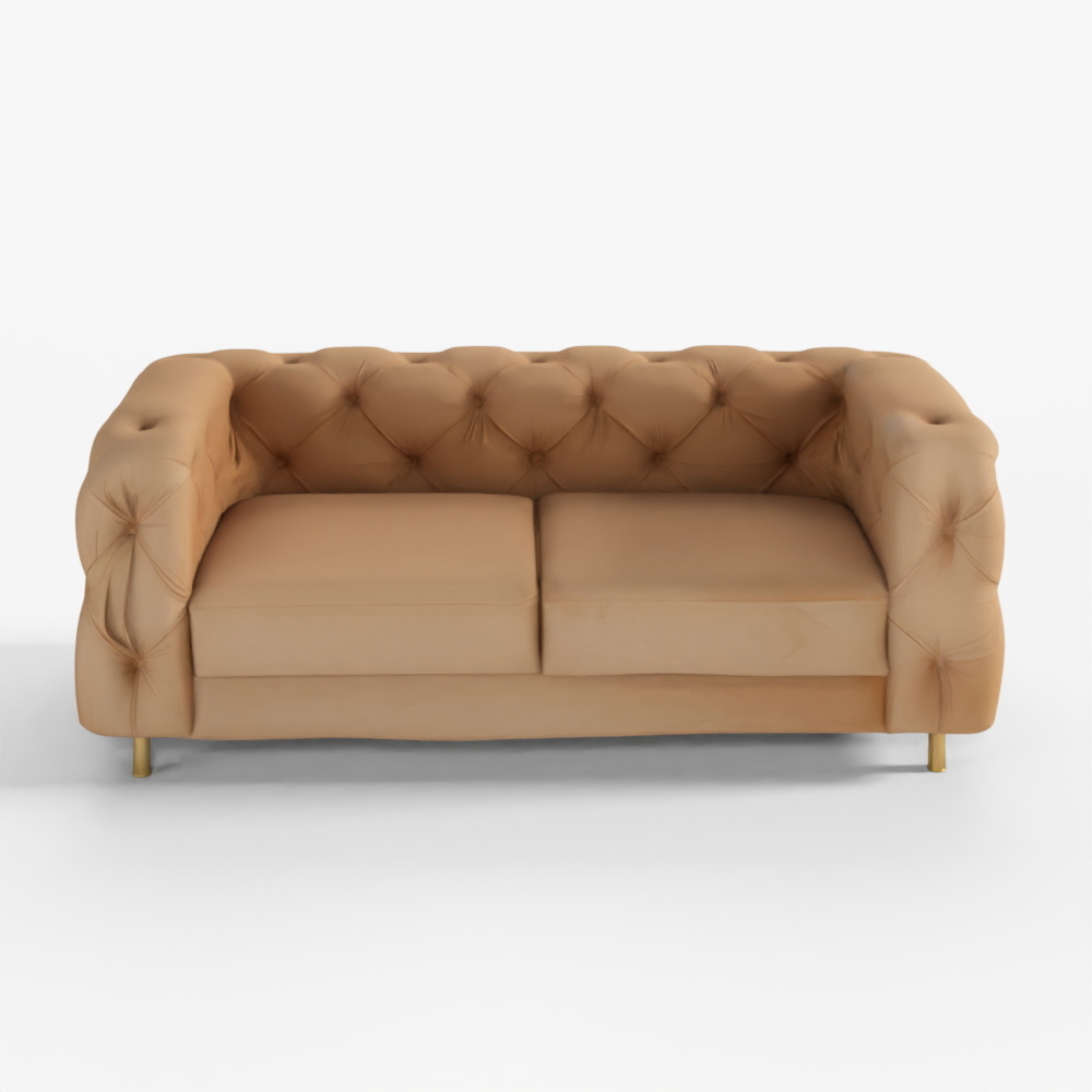 HomeTown Bellrose Velvet Fabric Two Seater Sofa Brown