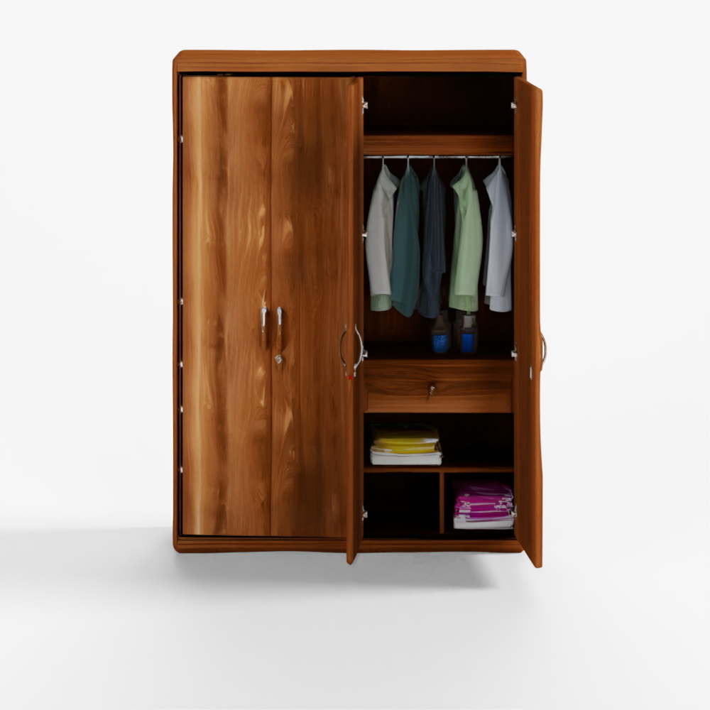HomeTown Archer Four-Door Wardrobe Walnut