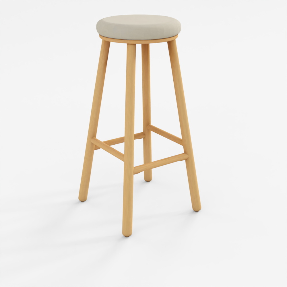 Tabouret de Comptoir Nurmi - Chêne Blanc et Laine Bouclé Ivoire