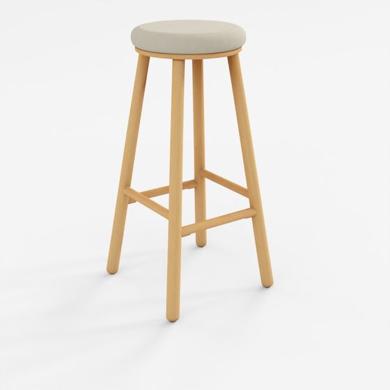 Tabouret de Comptoir Nurmi - Chêne Blanc et Laine Bouclé Ivoire