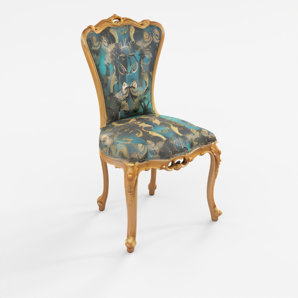 Italy Dining Chair Rose Gold Green Fabric