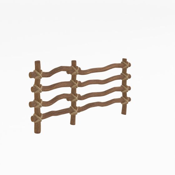 Interior 3D Model VR - AR Ready Wooden Fence