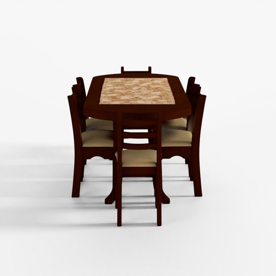 Wood Dining Table Set 3D Model