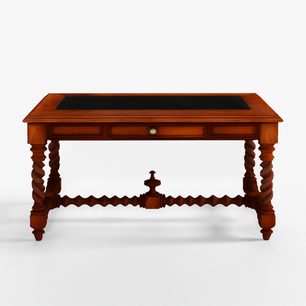 Wooden Desk 3D Asset Low-Poly