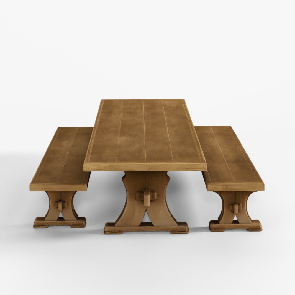 VR - AR Ready Medieval Dining Set 3D Model