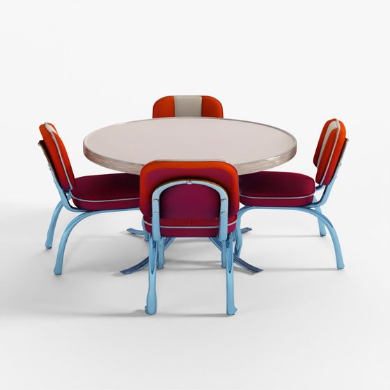 Retro Diner Table Set 3D Model VR - AR Ready
