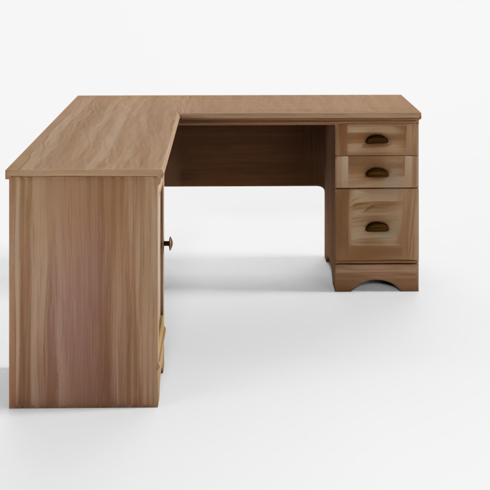 3D Model Wooden Corner Computer Desk