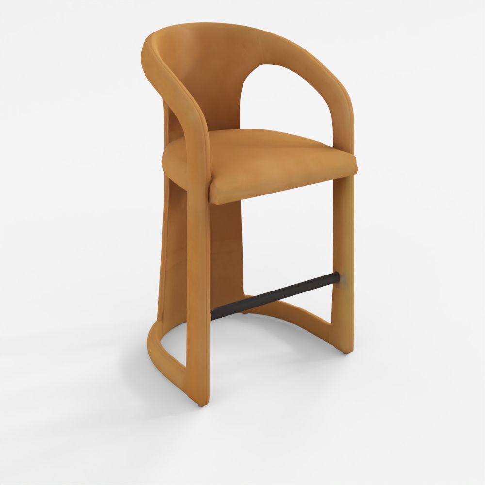 Archie Distressed Leather 26" Counter Stool Maple 3D Model