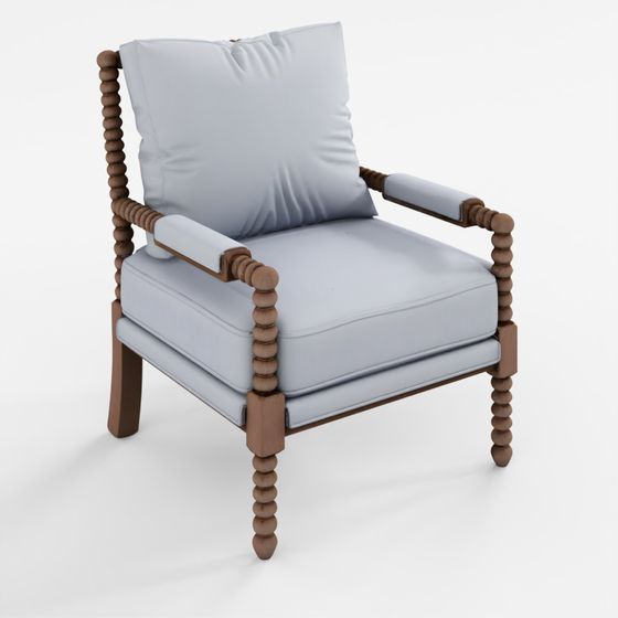 Millissa Mid Century Solid Wood Accent Armchair 3D Model