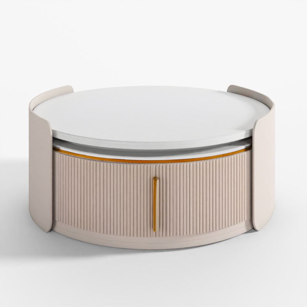 Expandable Beige Round Coffee Table 3D Model