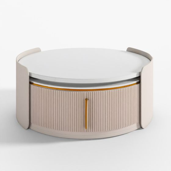 Expandable Beige Round Coffee Table 3D Model