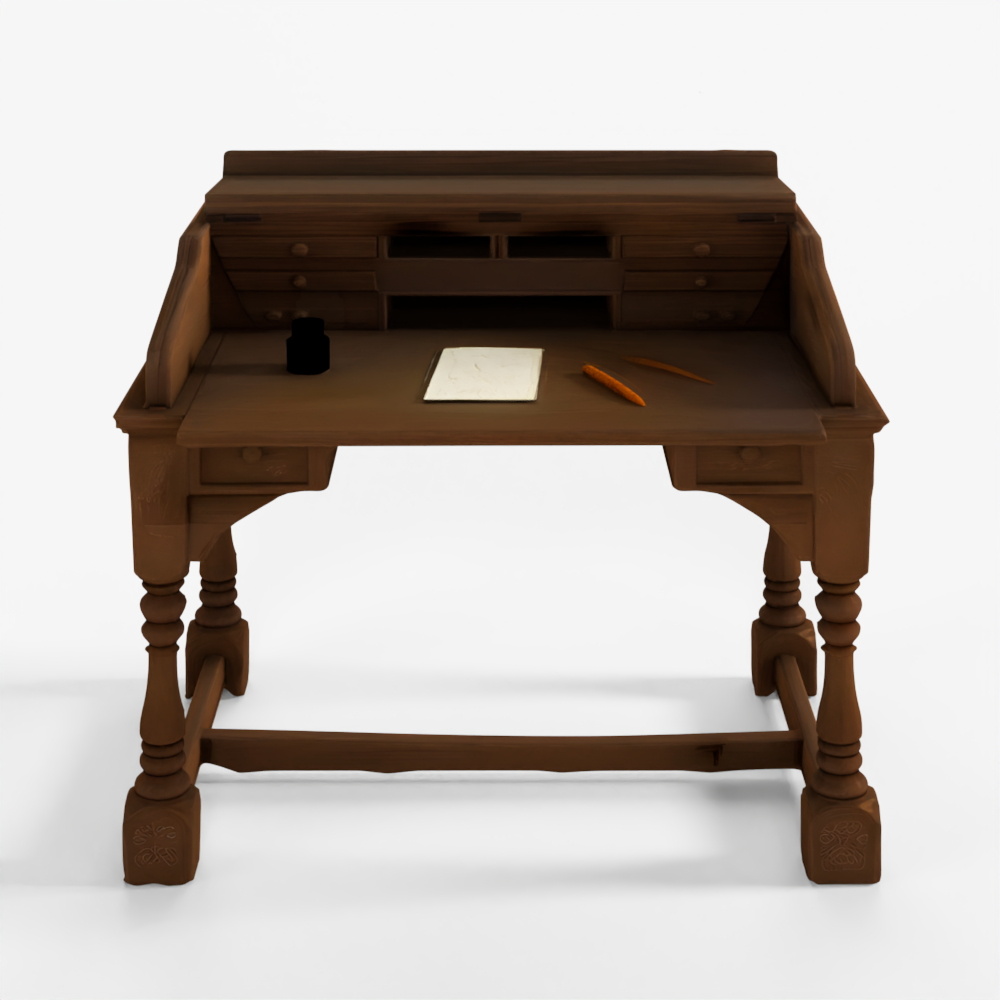 3D Model Old Writing Desk - Game Ready