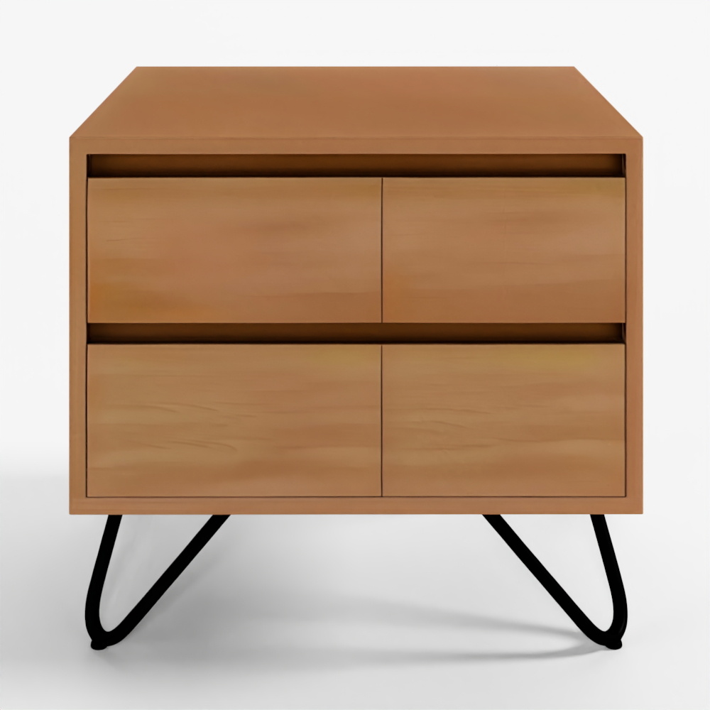 Red Walnut Effect Black Bedside Table 3D Model