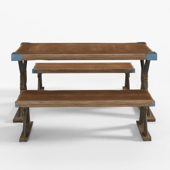 3D Asset Outdoor Wooden Table and Bench