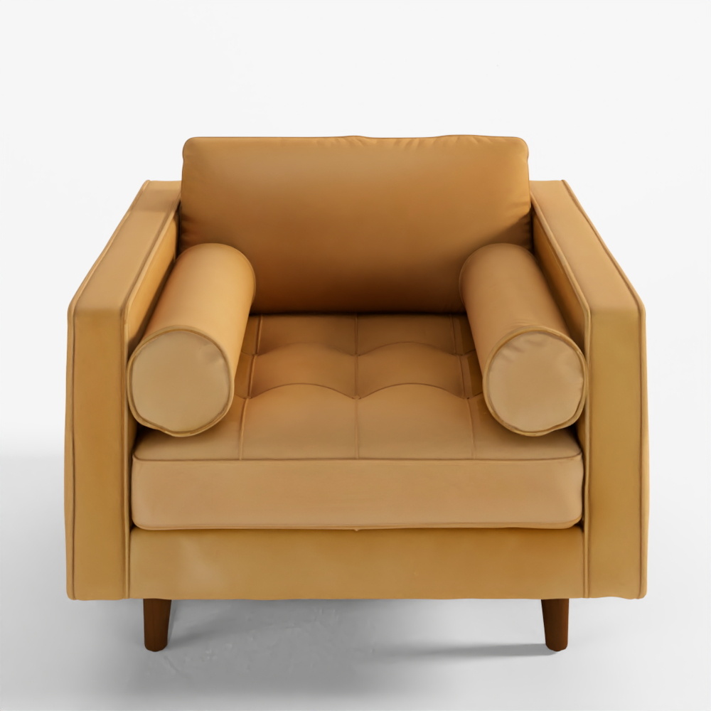 ARTICLE Sven 42" Tufted Leather Lounge Chair - Charme Tan