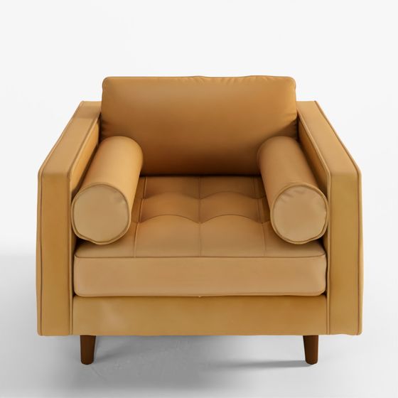 ARTICLE Sven 42" Tufted Leather Lounge Chair - Charme Tan