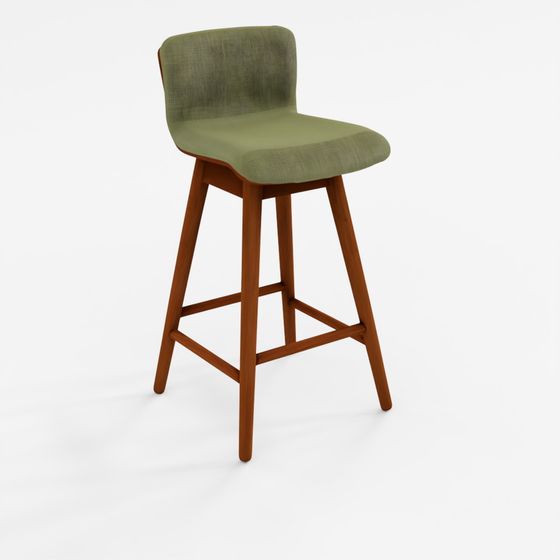 Tabouret de Comptoir Pivotant Sede en Cuir - Noyer et Tan Toscana