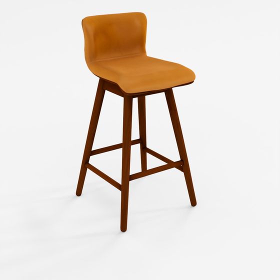 Tabouret de Comptoir en Cuir Sede - Noyer et Noir