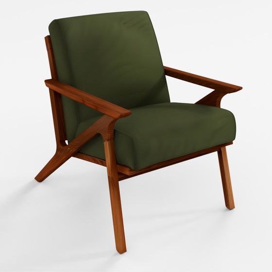 ARTICLE Otio 26" Velvet Lounge Chair - Walnut and Hale Fir Green
