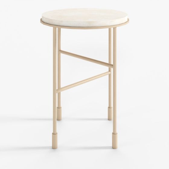 WE West Elm Fay Travertine Side Table