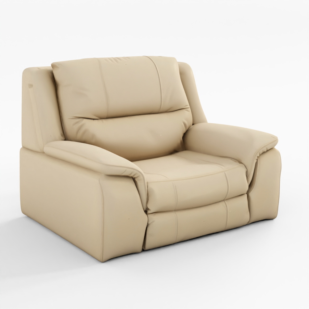 HomeTown Murray Half Leather Single Seater Recliner in Beige Colour