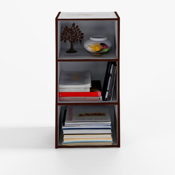 HomeTown Mezzola Engineered Wood Three-Tier Large Bookshelf in Wenge Colour