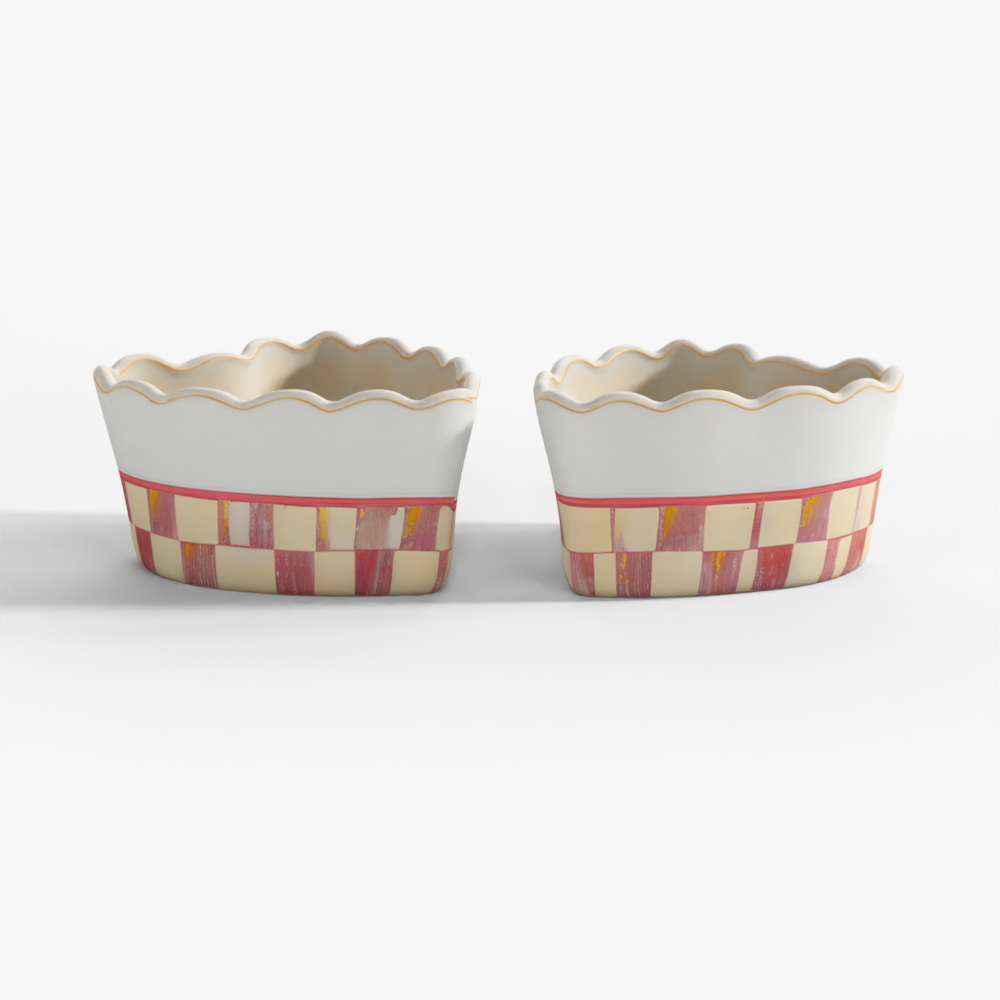 MacKenzie-Childs Rosy Check Alltag Herzförmige Förmchen, 2er Set