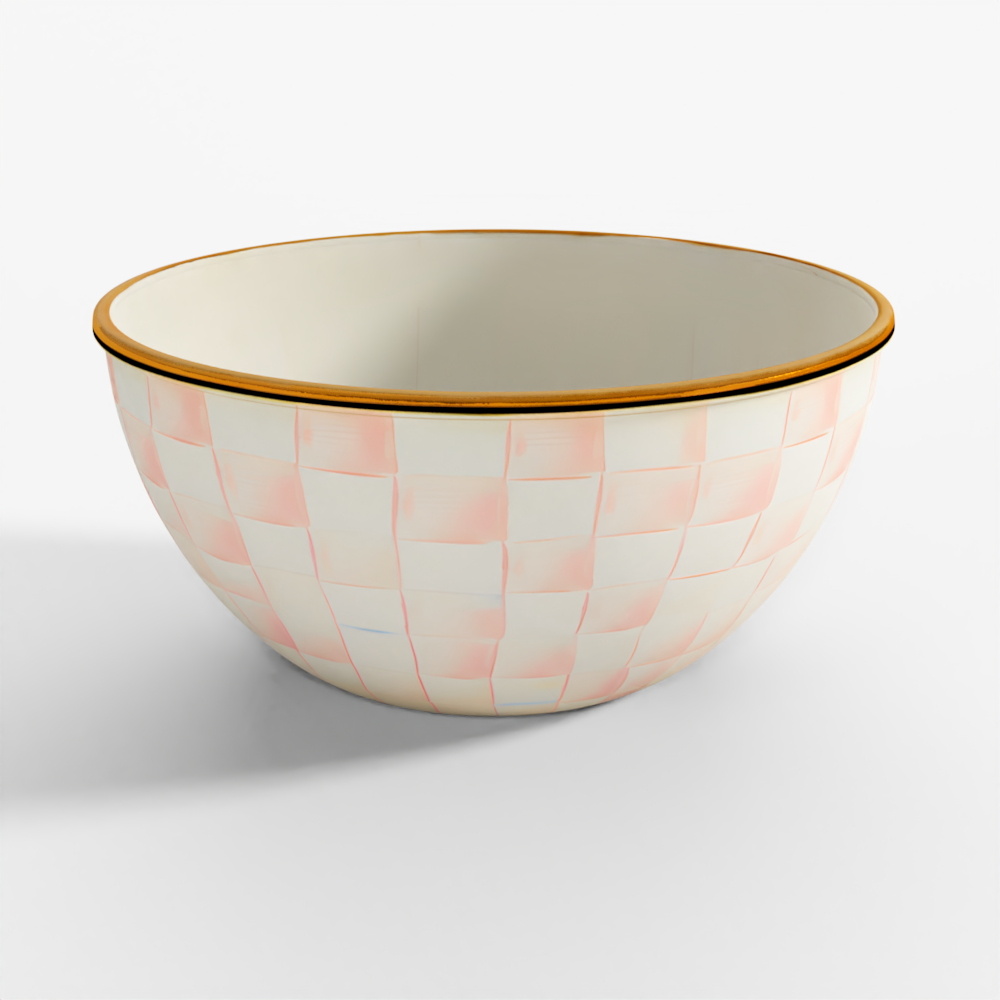 MacKenzie-Childs Rosy Check Emaille Alltags-Schüssel