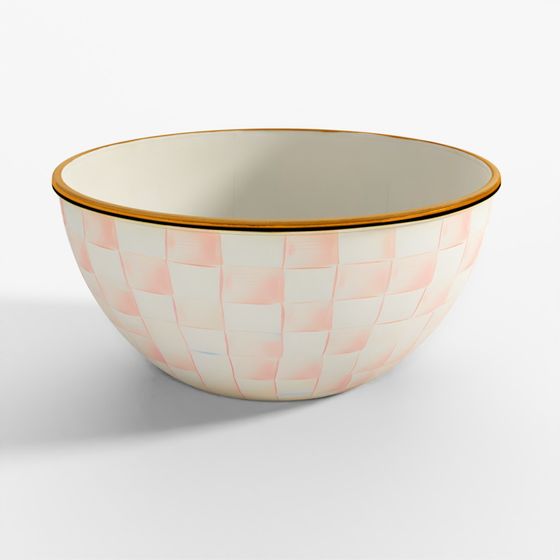 MacKenzie-Childs Rosy Check Emaille Alltags-Schüssel