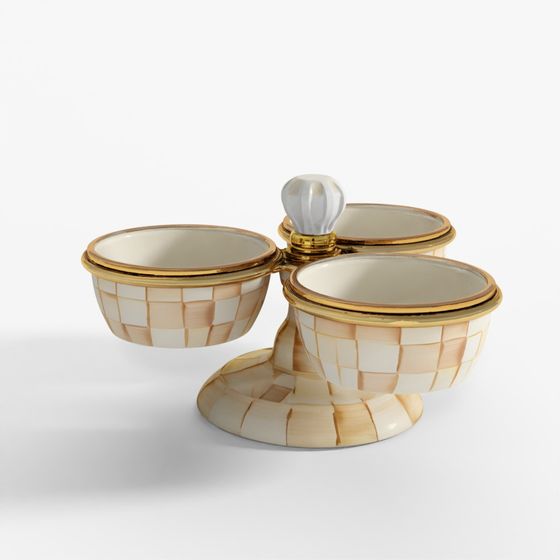 MacKenzie-Childs Mocha Check Triplicity