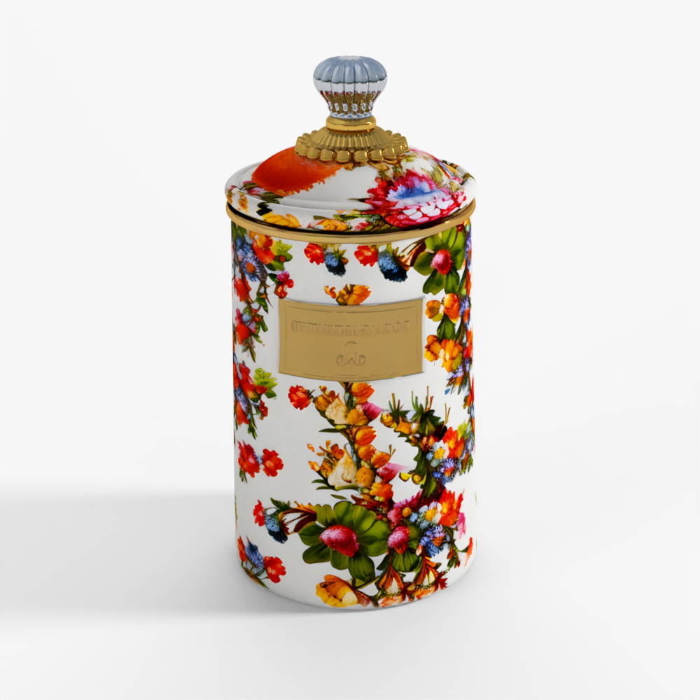 MacKenzie-Childs Grand Bocal Marché Blanc de Fleurs