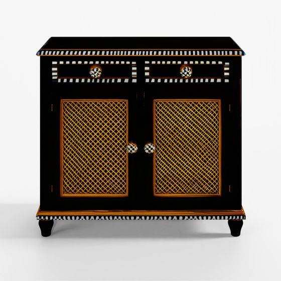 MacKenzie-Childs Courtly Criss-Cross Small Cabinet