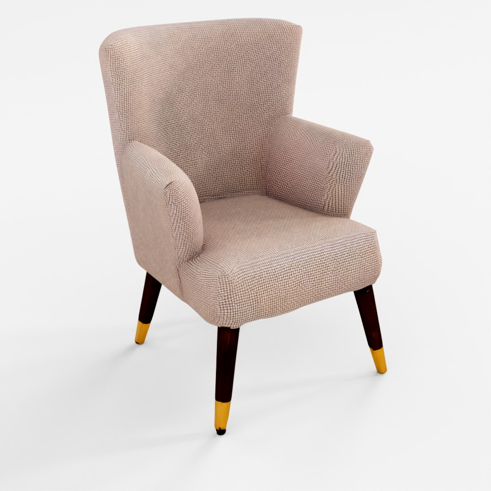 HomeTown Peony Fabric Arm Chairs in Beige Colour