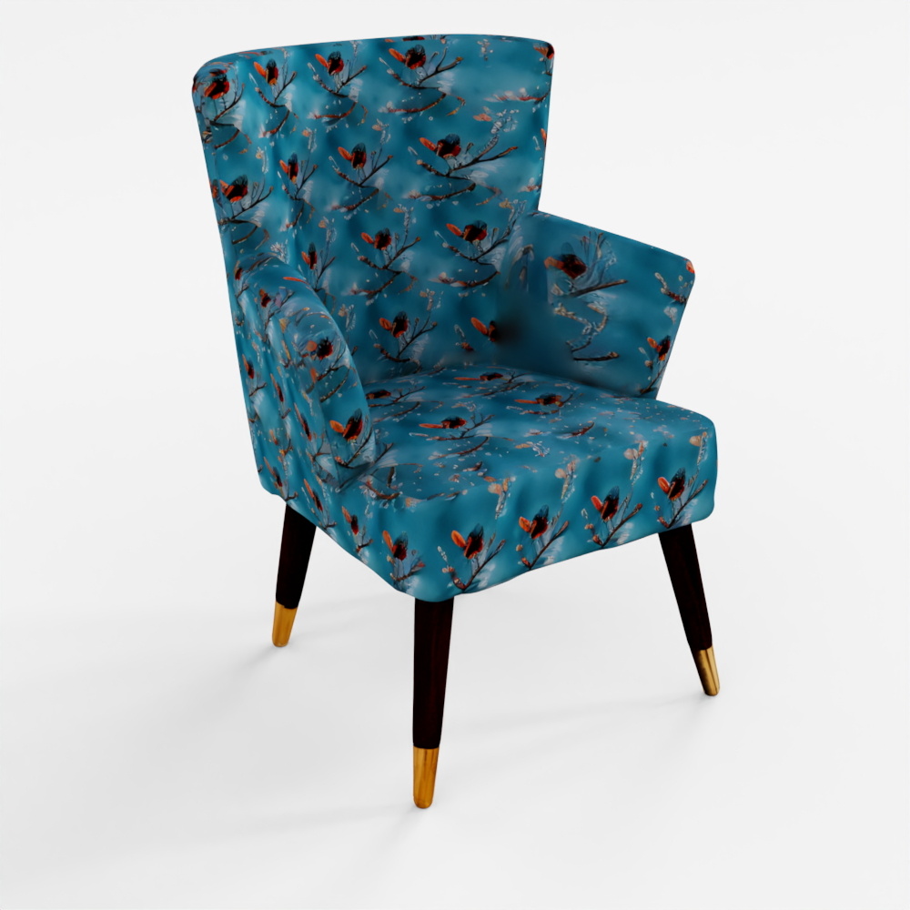 HomeTown Peony Fabric Arm Chairs in Blue Colour