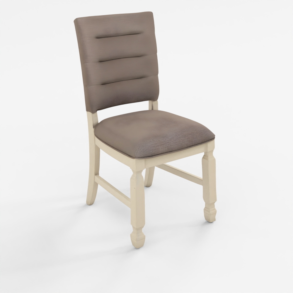 HomeTown Wisp Rubber Wood Dining Chair Set Of 2 in Antique White Colour