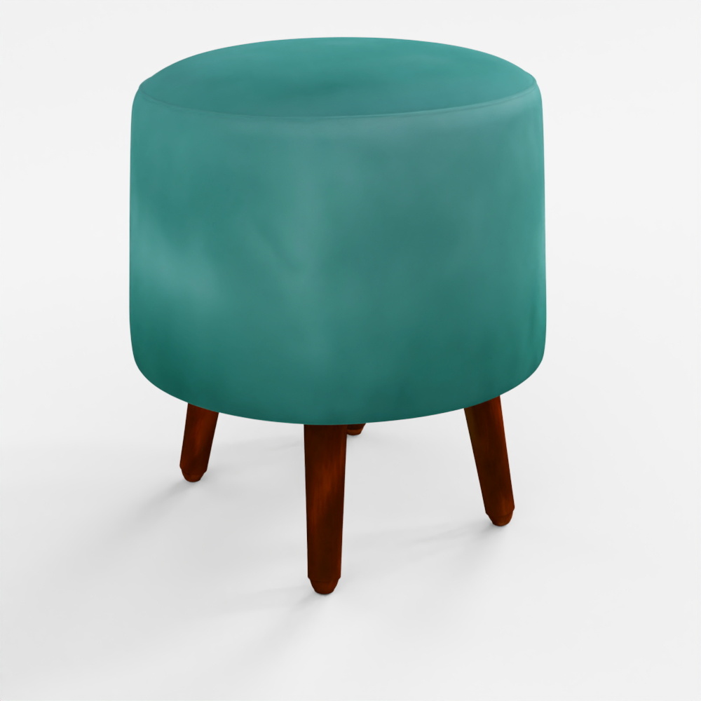 HomeTown Ordhid Fabric Ottomans in Blue Colour