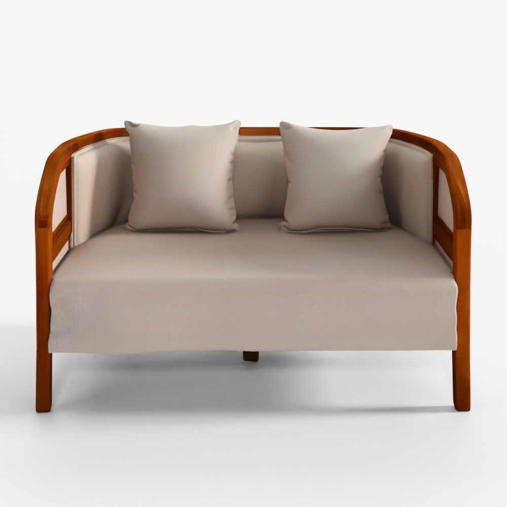 HomeTown Siam Solid Wood Two Seater Sofa Beige