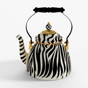 MacKenzie-Childs Zebra 2 Quart Tea Kettle