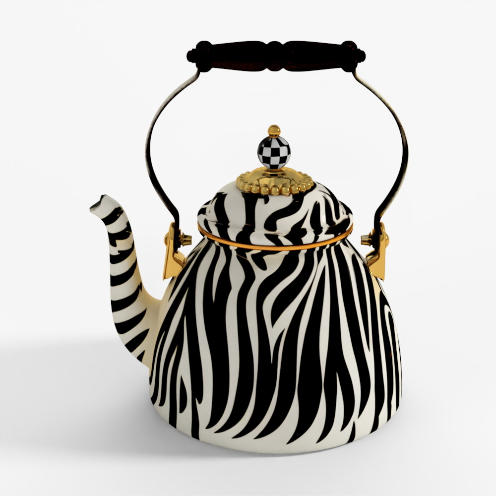 MacKenzie-Childs Zebra 2 Quart Tea Kettle