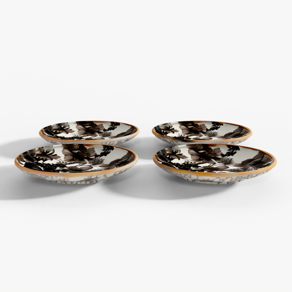 MacKenzie-Childs Sterling English Garden Enamel Salad/Dessert Plate, Set Of 4