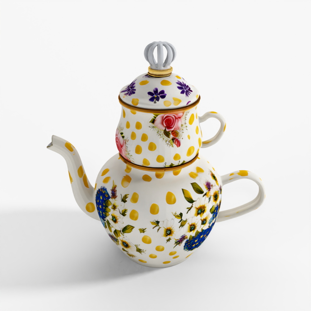 MacKenzie-Childs Wildflowers Yellow High Tea Kettle