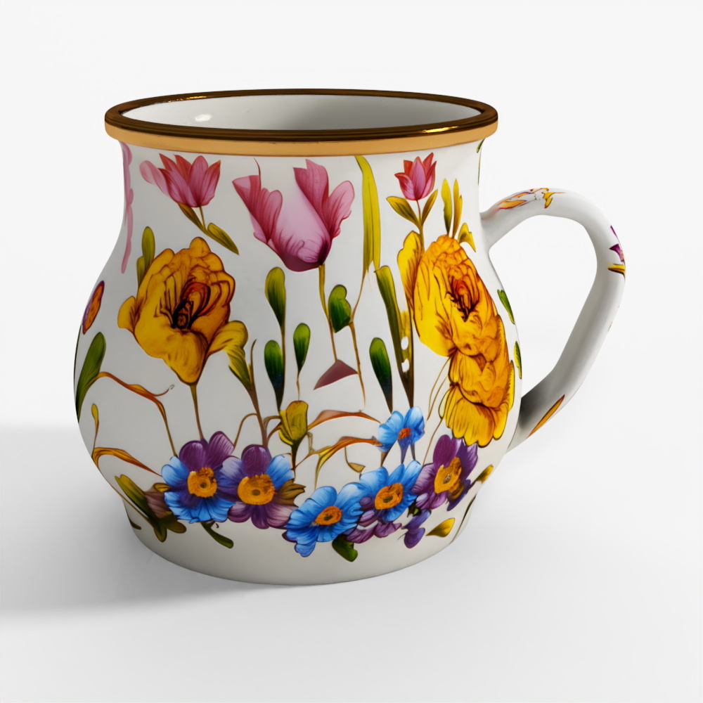 MacKenzie-Childs White Flower Market Mug